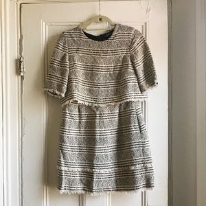 Striped blue and white wool Zara dress